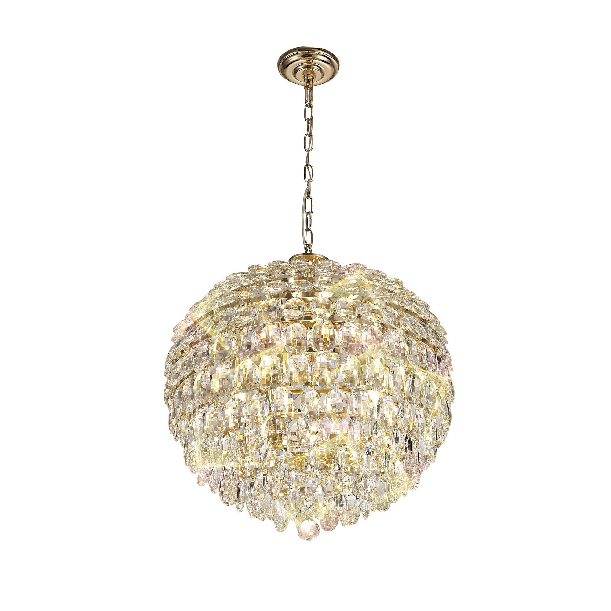 Coniston Stylish 9 Light Crystal Ceiling Pendant Light In French Gold Finish IL32805