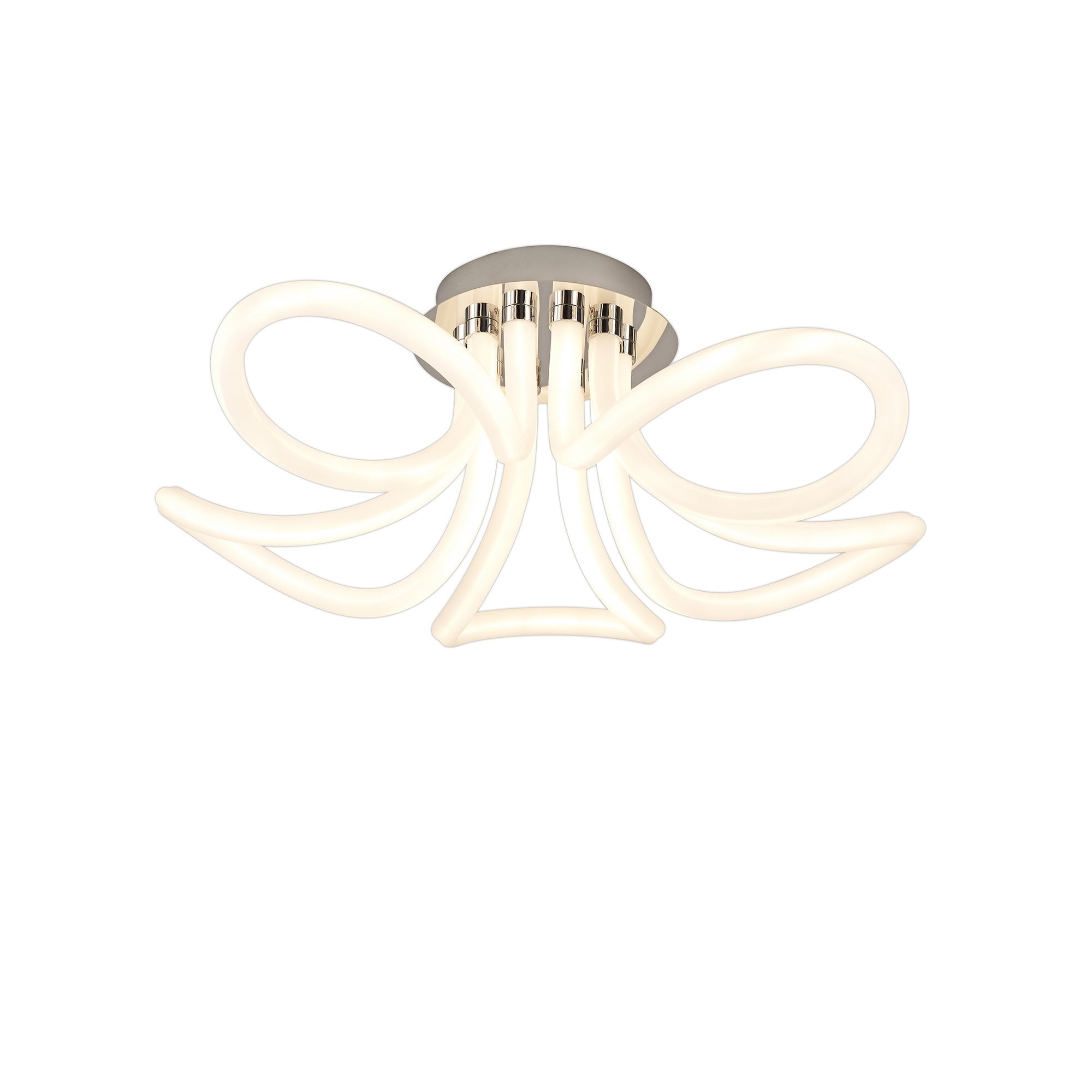 Knot II Modern LED Large Semi Flush Ceiling Light In Chrome With Opal Diffuser M6615