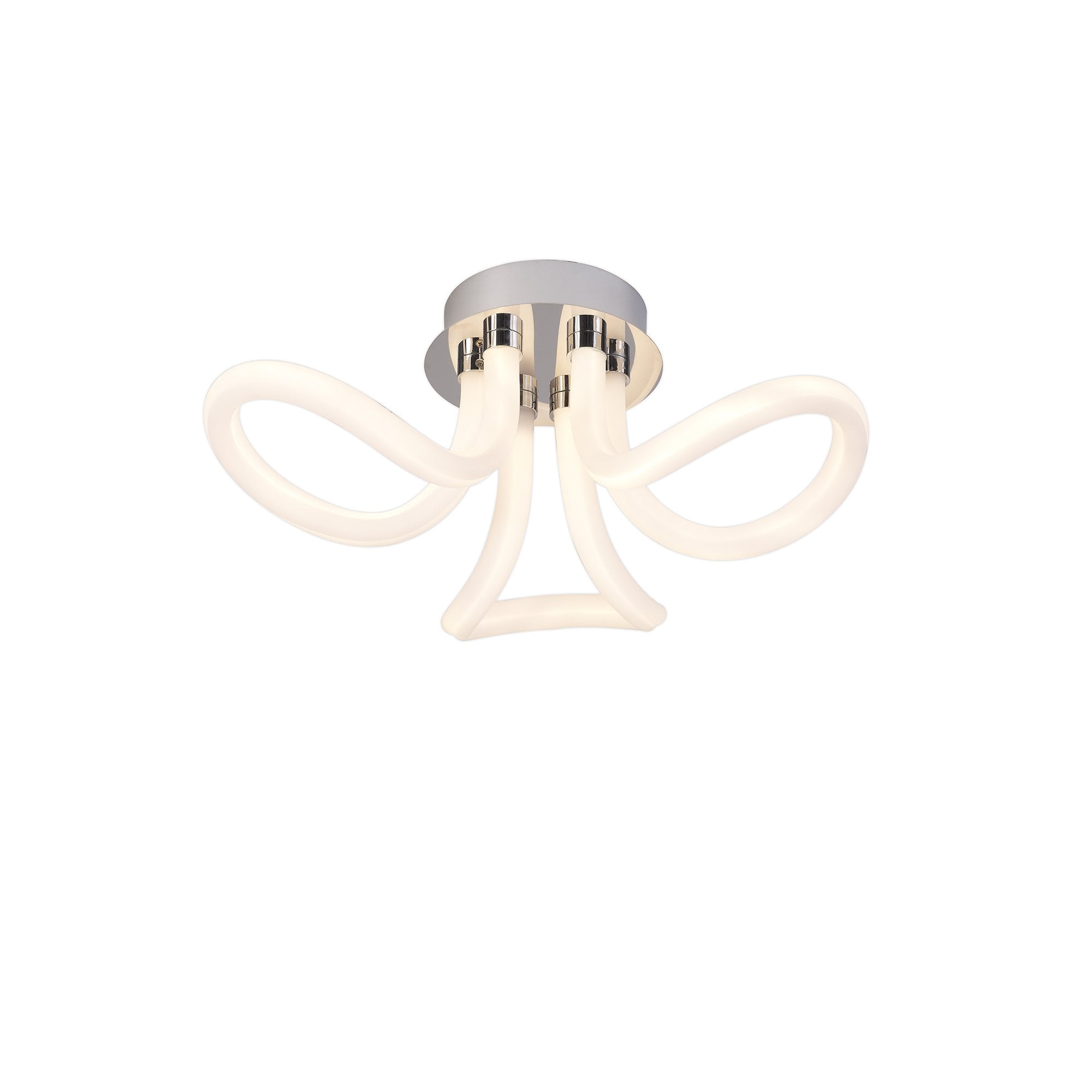Knot II Modern LED Medium Flush Ceiling Light In Chrome With Opal Diffuser M6616