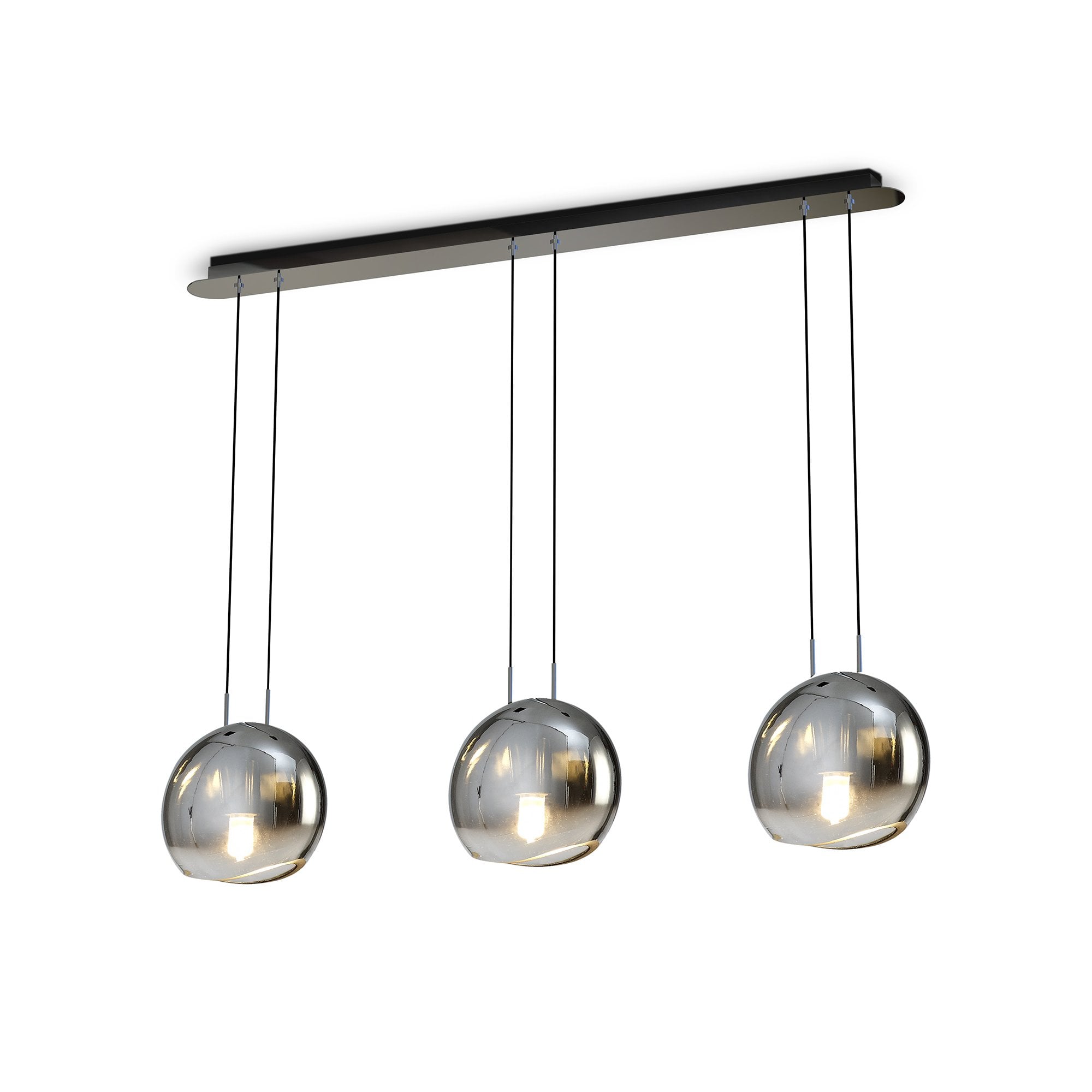 Lens Linear Ceiling Pendant Light In Polished Chrome Finish With GLass Shades M6189