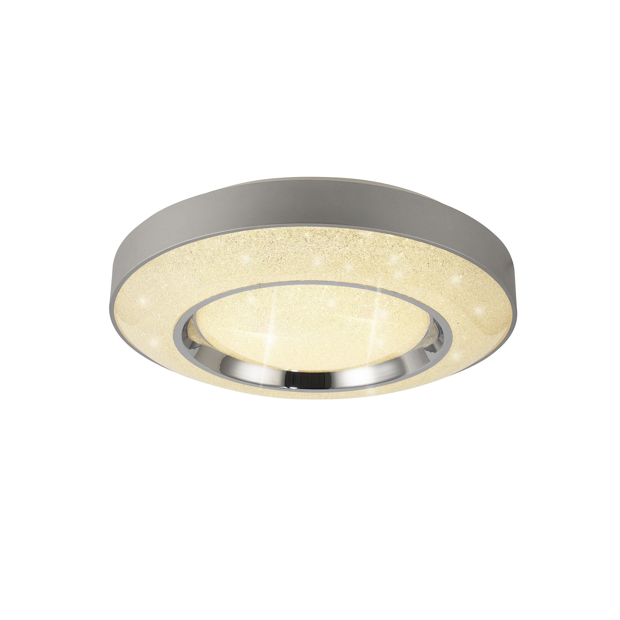 Santorini Large Remote Controlled LED Flush Ceiling Light In Silver And Chrome Finish M6453