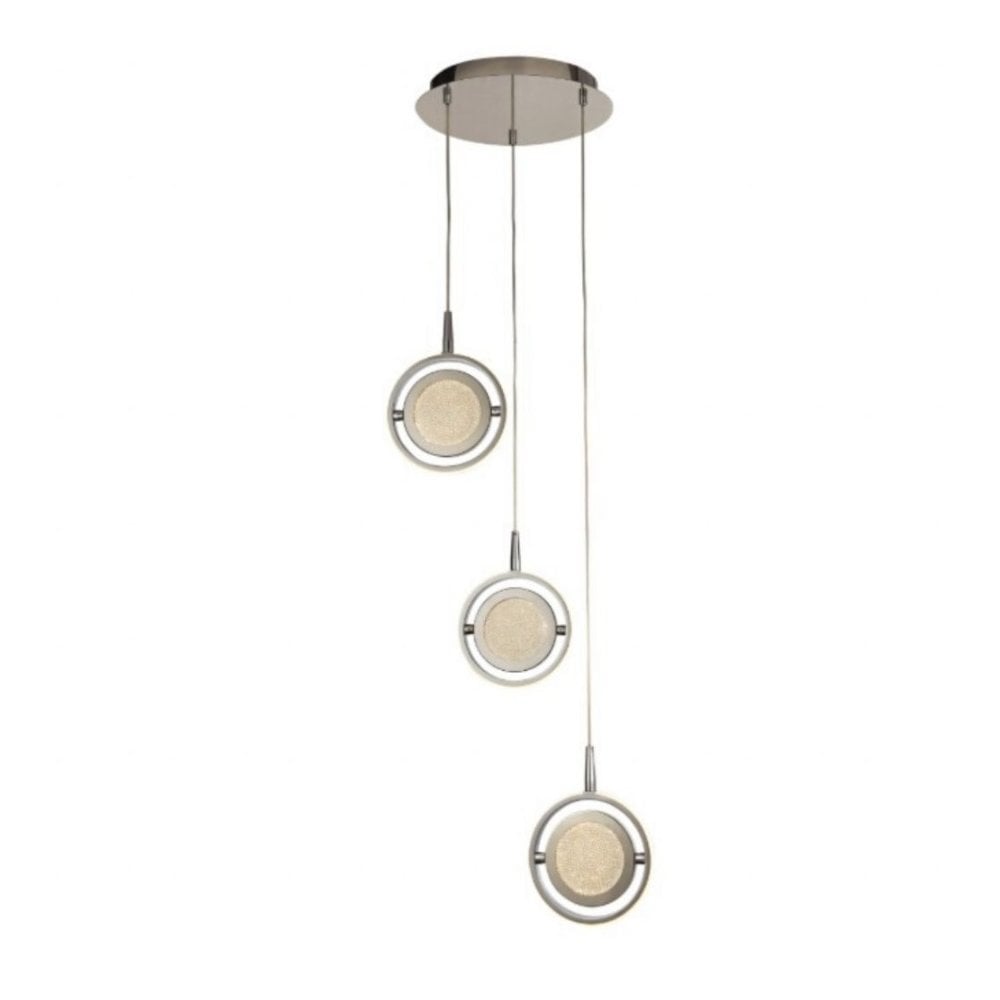 Gyroscope Cluster Ceiling Pendant Light In Chrome Finish With Crystal Sand 5303-3CC