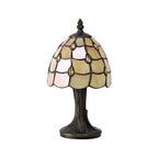 Origin Tiffany Table Lamp With Warm Beige Sheened Glass Shade With Crystals