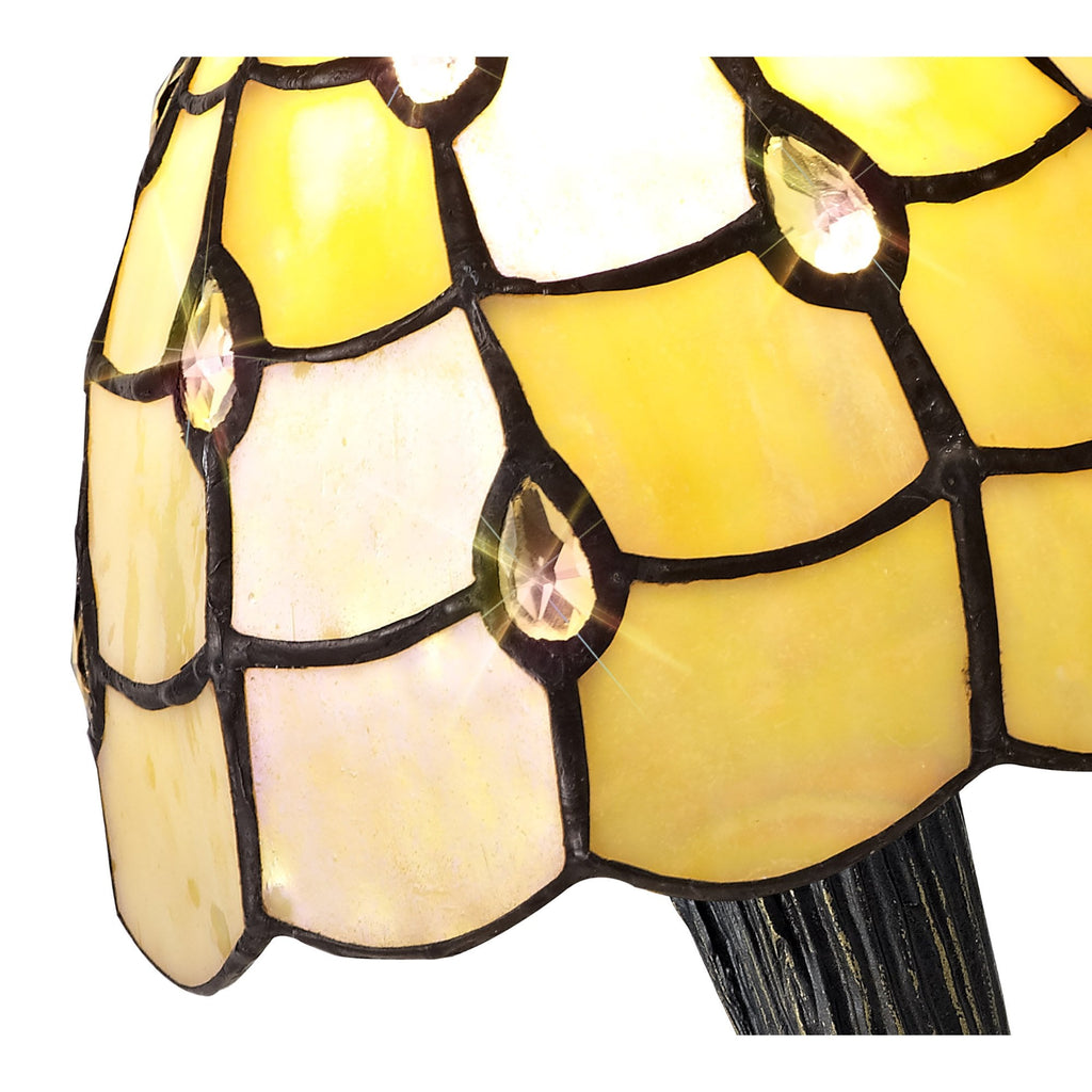 Origin Tiffany Table Lamp With Warm Beige Sheened Glass Shade With Crystals