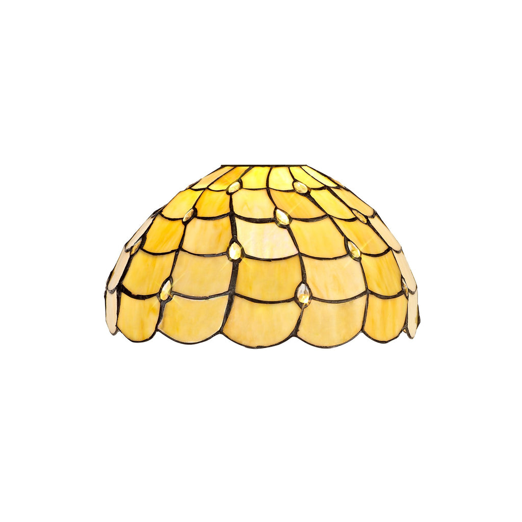 Origin Tiffany 2 Light Ceiling Pendant Light With Warm Beige Sheened Glass Shade With Crystals