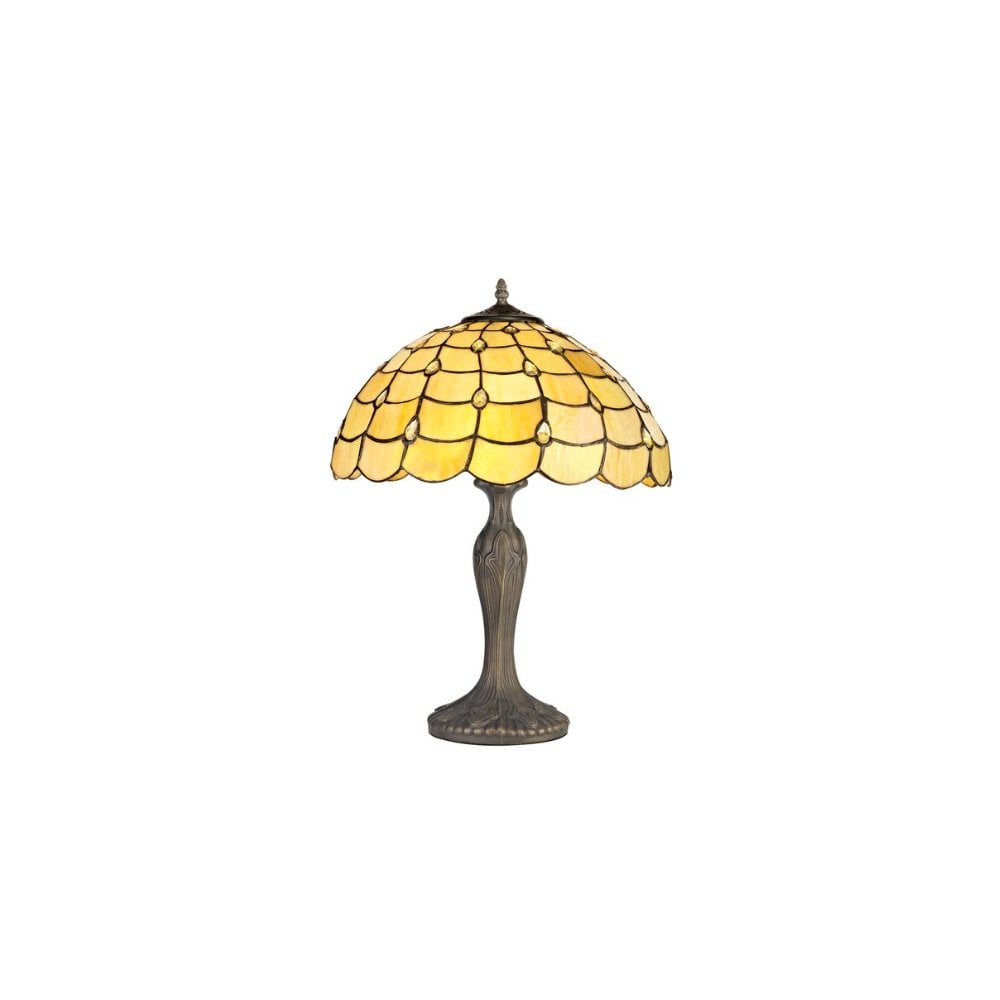 Origin Tiffany Table Lamp With Warm Beige Sheened Glass 40 cm
