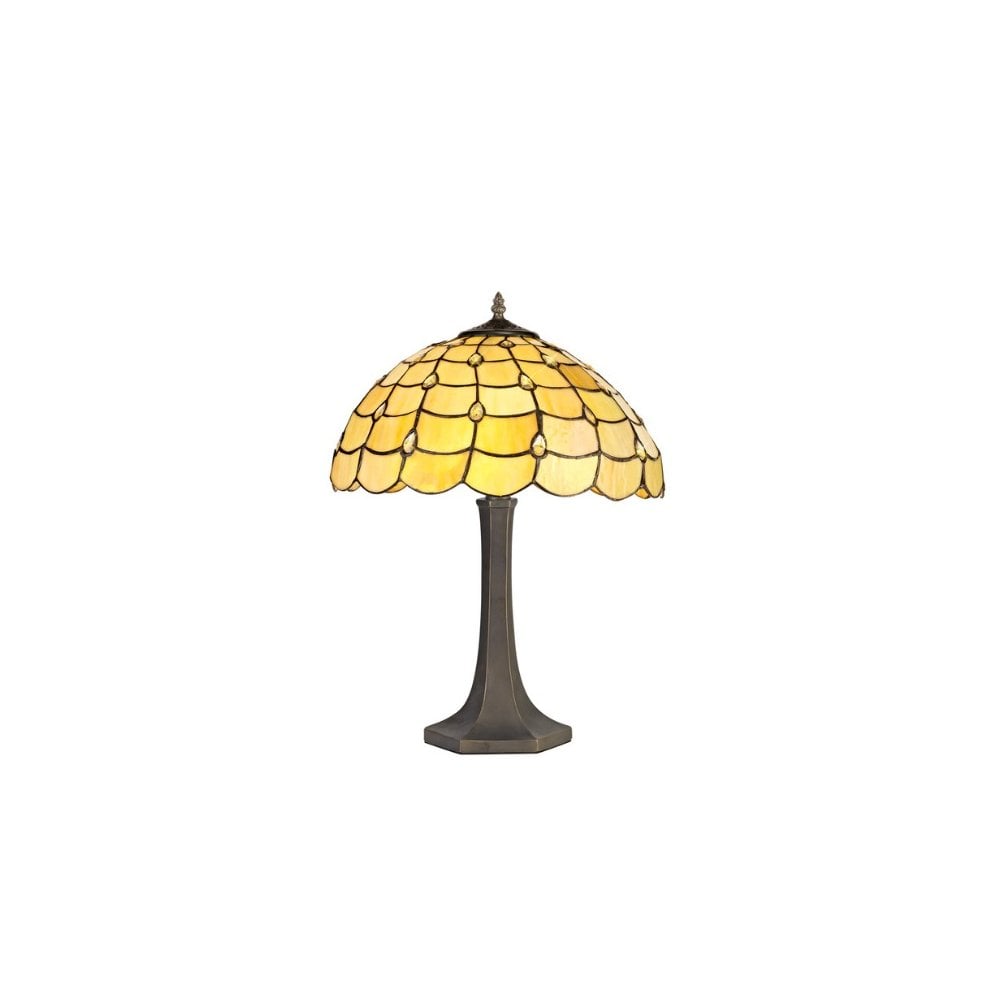 Origin Tiffany Table Lamp With Octagonal Warm Beige Sheened Glass 40 cm