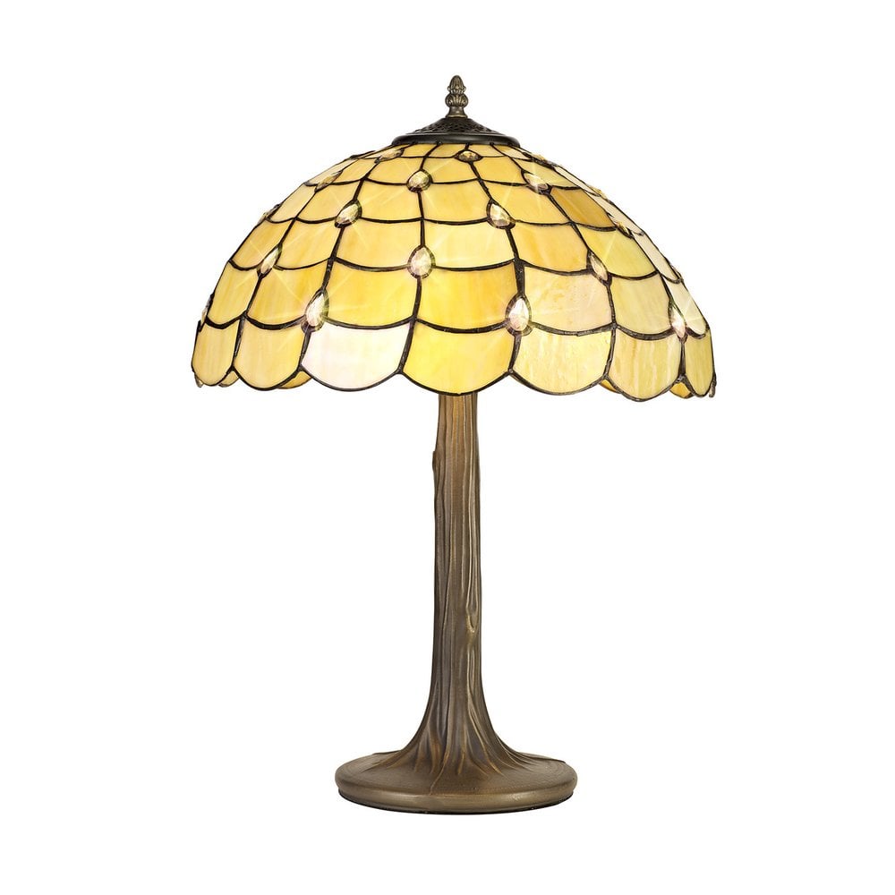Origin Tiffany Tree Table Lamp With Warm Beige Sheened Glass 40 cm
