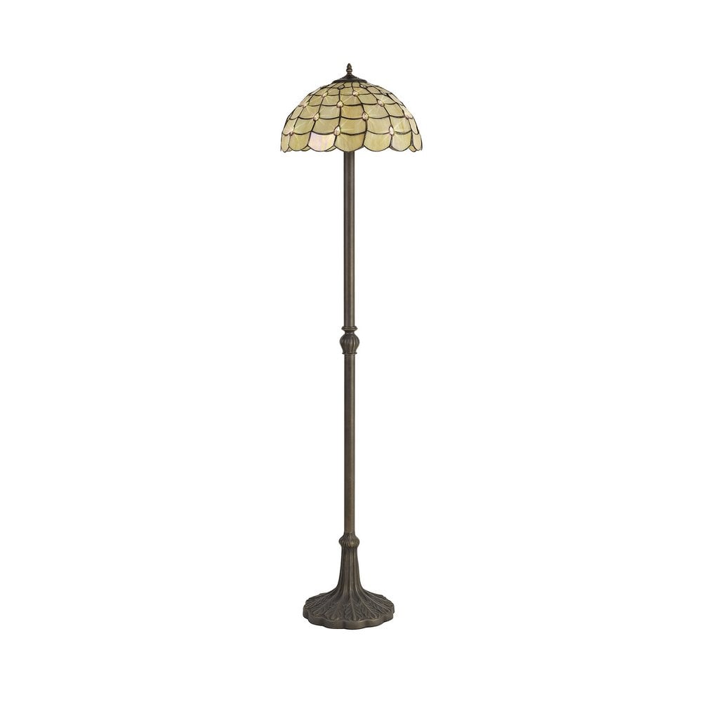 Origin Tiffany 2 Light Floor Lamp With Warm Beige Sheened Glass 40 cm