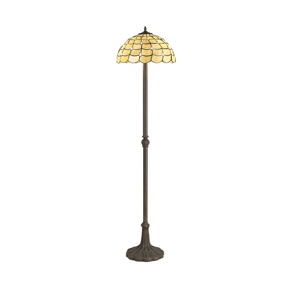 Origin Tiffany 2 Light Floor Lamp With Warm Beige Sheened Glass 40 cm