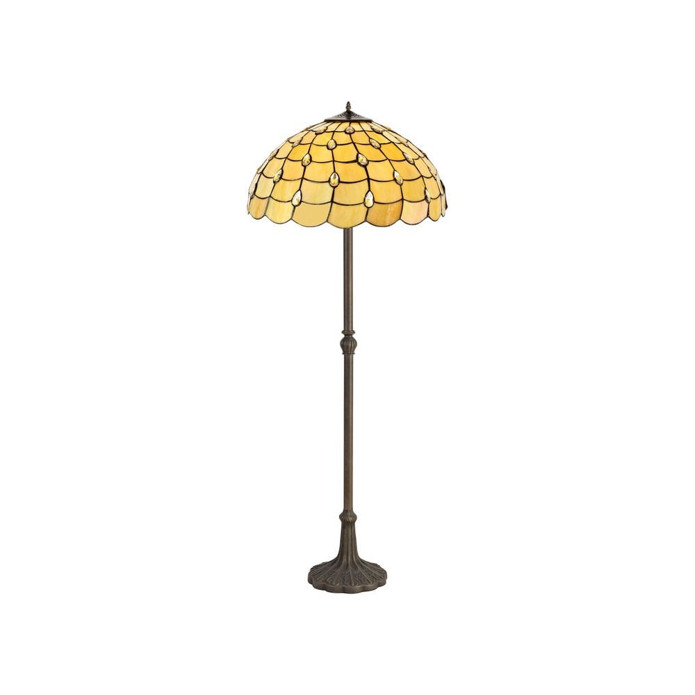 Origin Tiffany 2 Light Floor Lamp With Warm Beige Sheened Glass 50 cm