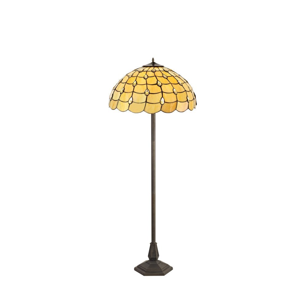 Origin Tiffany 2 Light Floor Lamp With Warm Beige Sheened Glass 50 cm