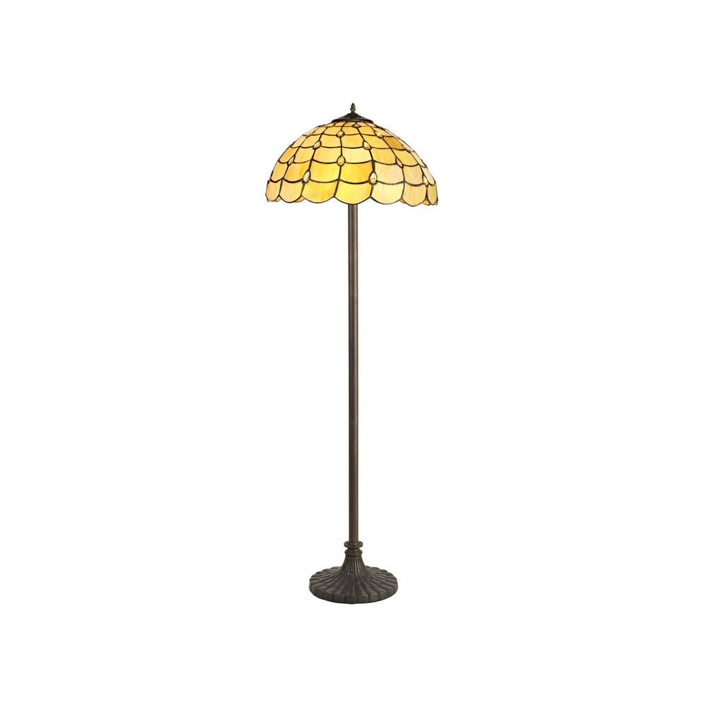 Origin Tiffany 2 Light Stepped Floor Lamp With Warm Beige Sheened Glass 40 cm