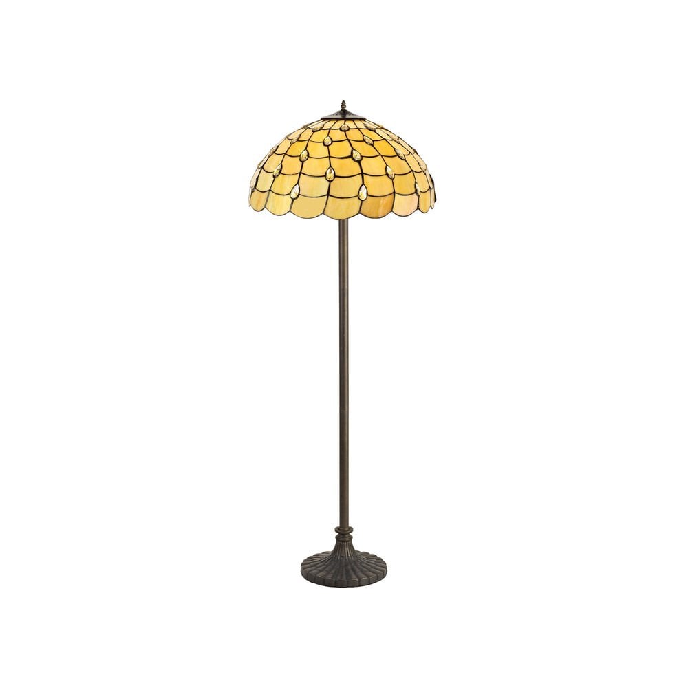 Origin Tiffany 2 Light Stepped Floor Lamp With Warm Beige Sheened Glass 50 cm
