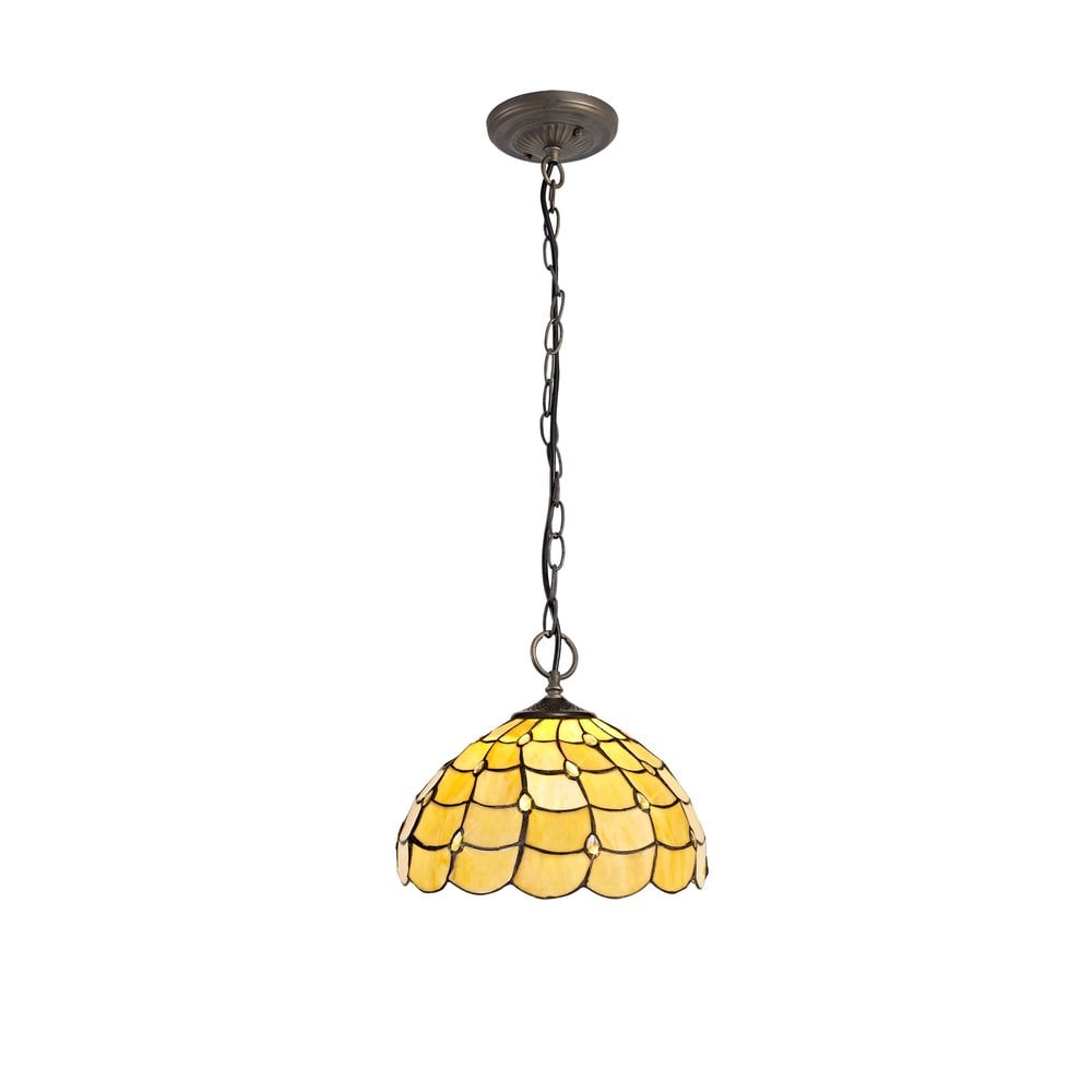 Origin Tiffany 3 Light Ceiling Pendant Light With Warm Beige Sheened Glass 30 cm