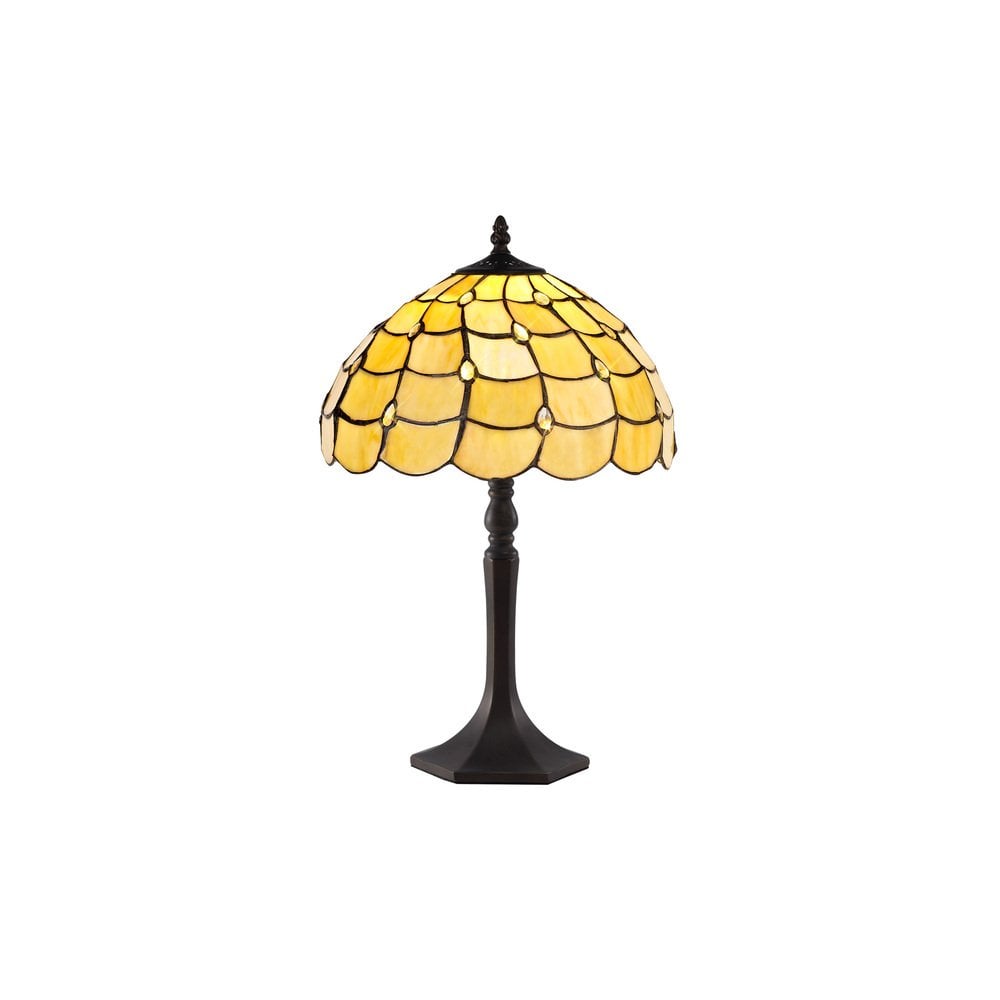 Origin Tiffany Octagonal Table Lamp With Warm Beige Sheened Glass 30 cm