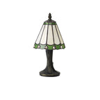Shadow Tiffany Table Lamp With Cream And Green Umbrella Glass