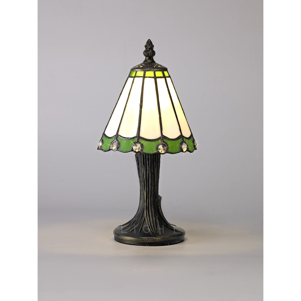 Shadow Tiffany Table Lamp With Cream And Green Umbrella Glass