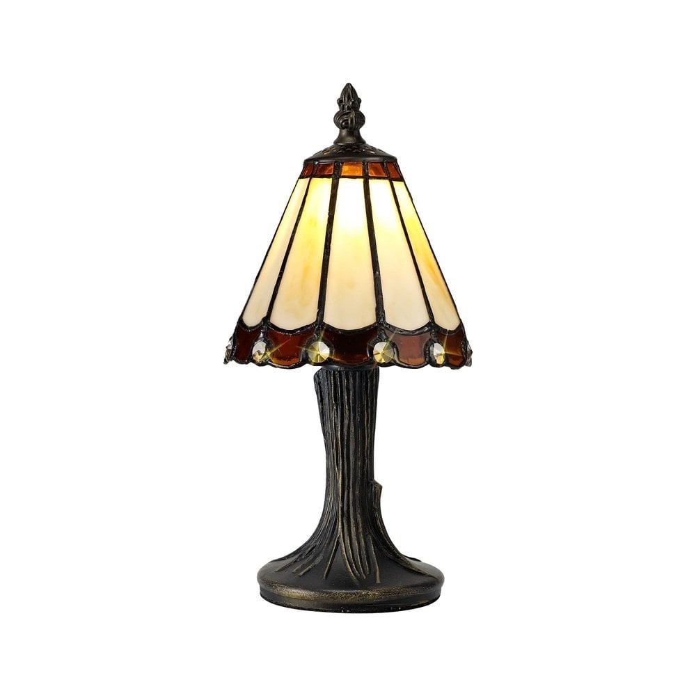 Shadow Tiffany Table Lamp With Cream And Brown Umbrella Glass