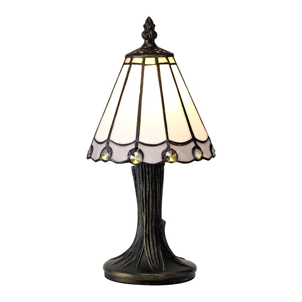 Shadow Tiffany Table Lamp With Cream And Grey Umbrella Glass