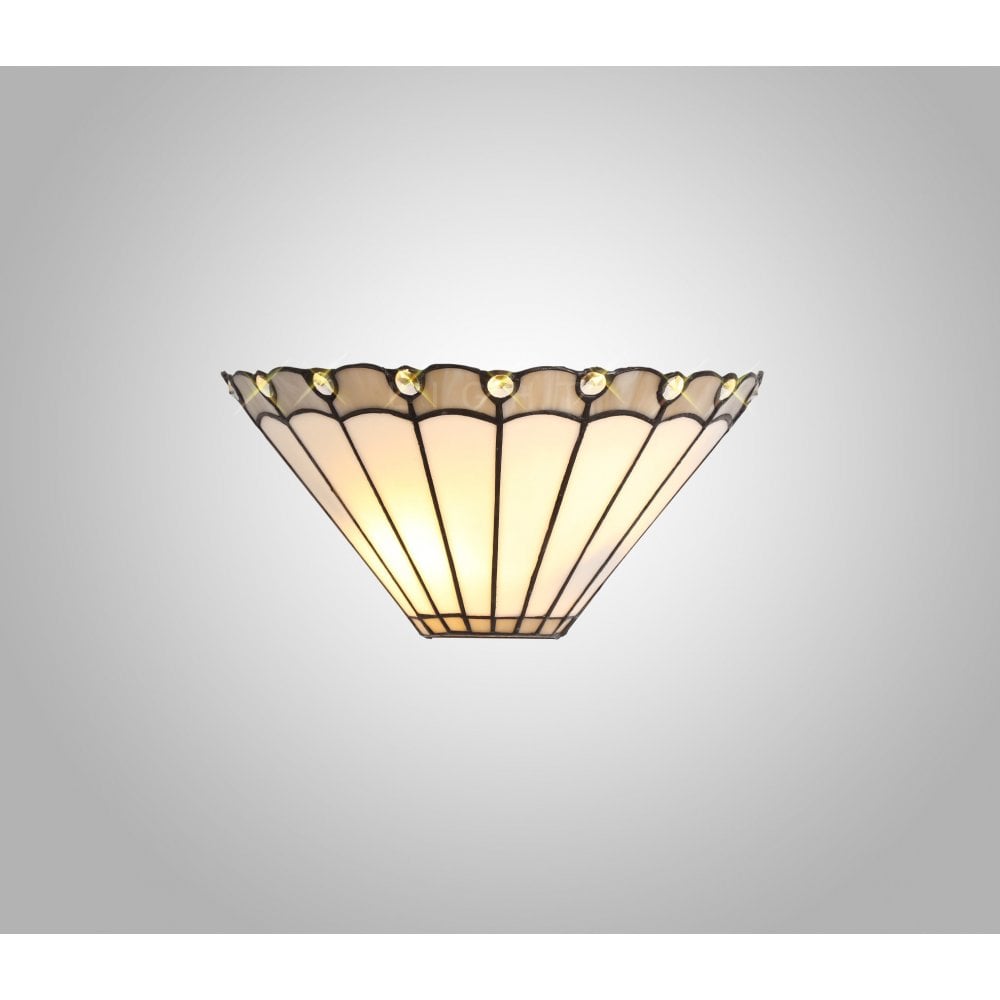 Shadow Tiffany 2 Light Wall Light With Cream And Grey Umbrella Glass