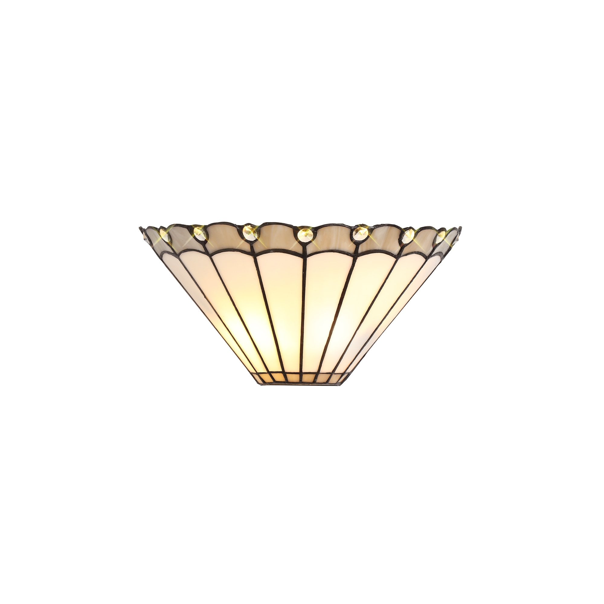 Shadow Tiffany 2 Light Wall Light With Cream And Grey Umbrella Glass
