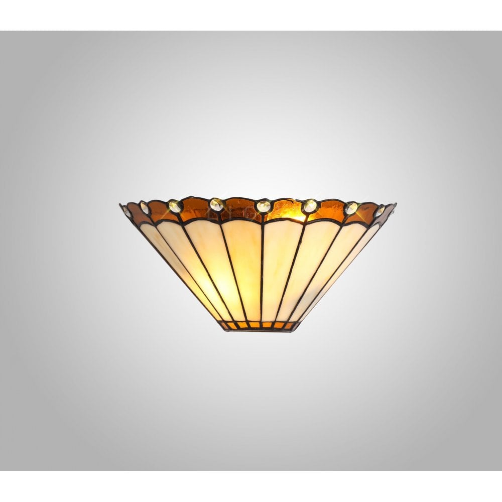 Shadow Tiffany 2 Light Wall Light With Cream And Amber Umbrella Glass