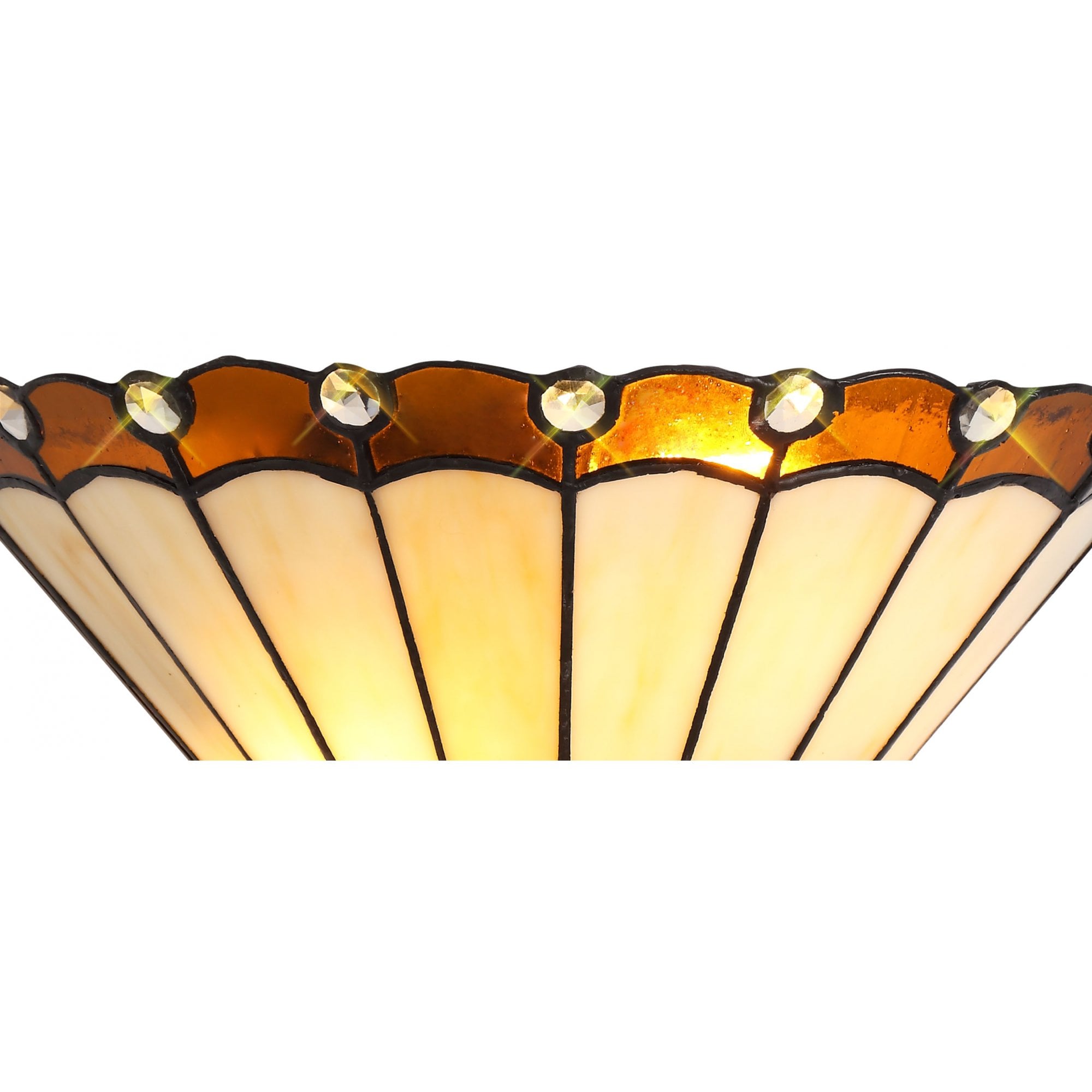 Shadow Tiffany 2 Light Wall Light With Cream And Amber Umbrella Glass