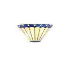 Shadow Tiffany 2 Light Wall Light With Cream And Blue Umbrella Glass