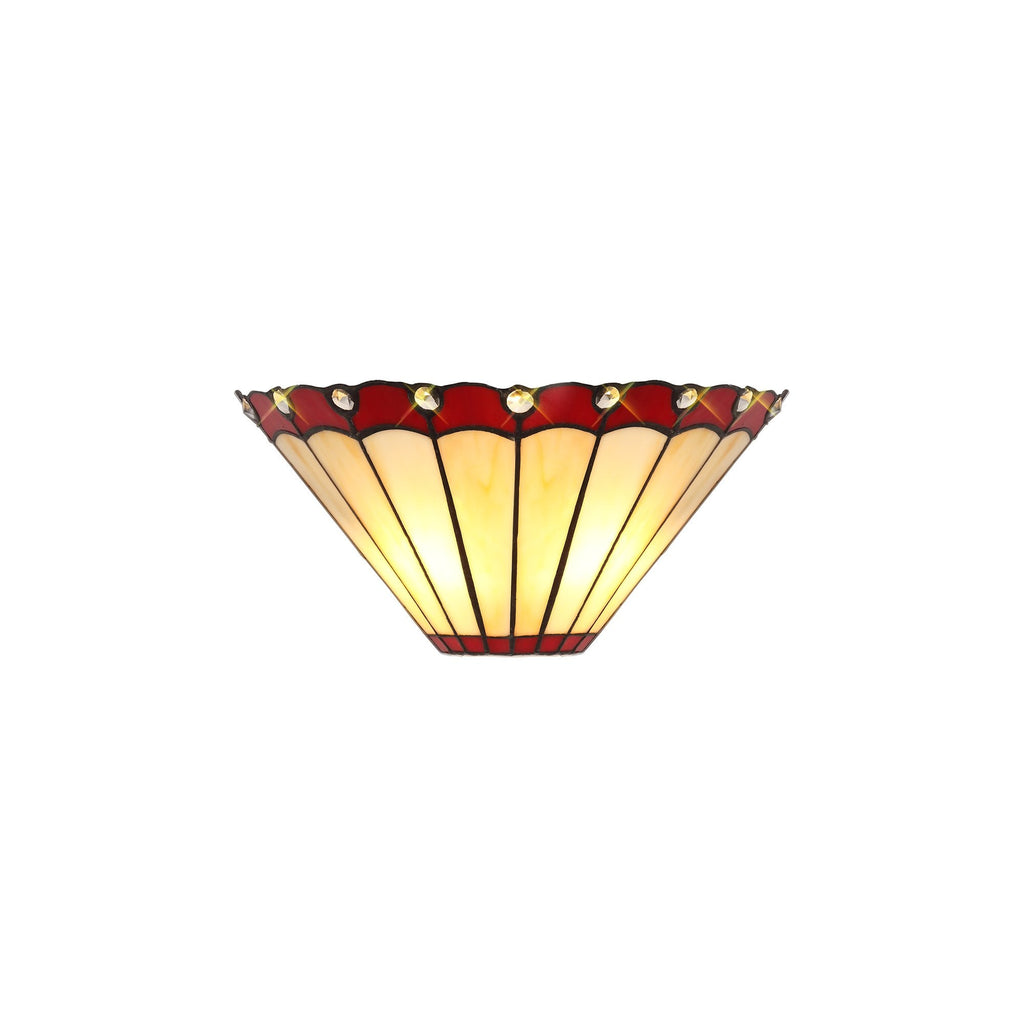 Shadow Tiffany 2 Light Wall Light With Cream And Red Umbrella Glass