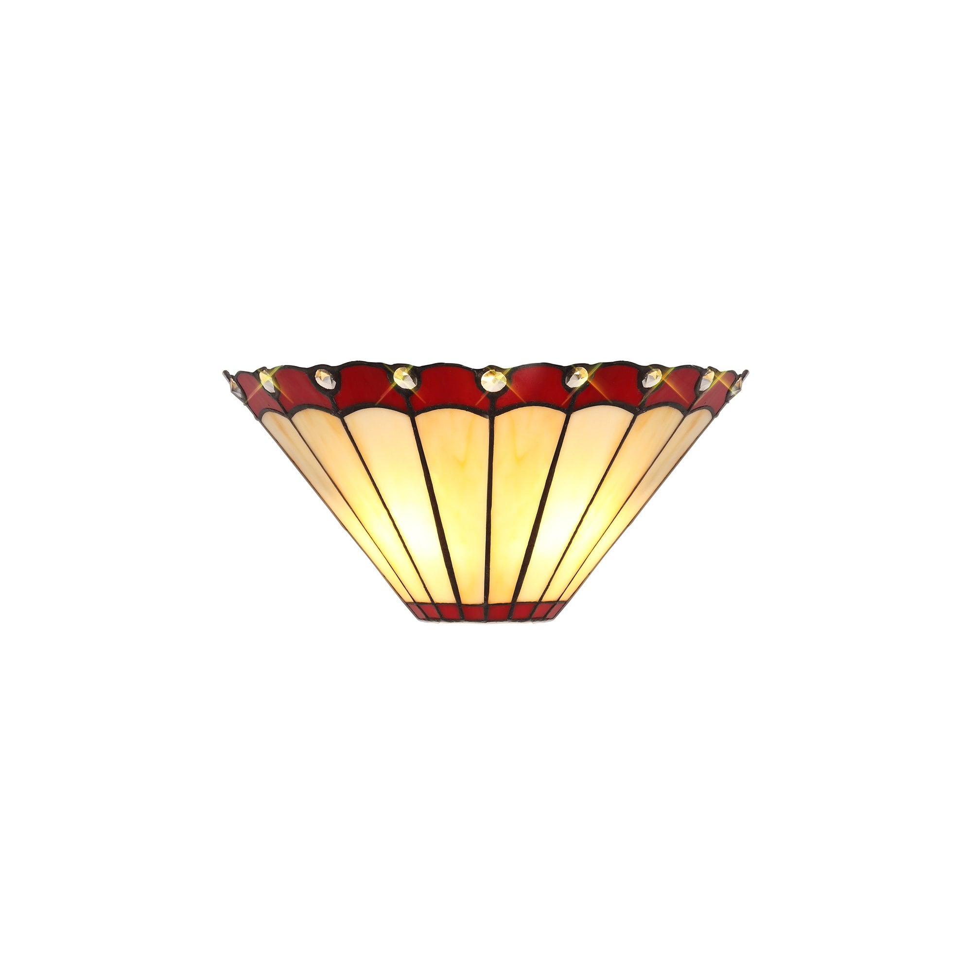 Shadow Tiffany 2 Light Wall Light With Cream And Red Umbrella Glass
