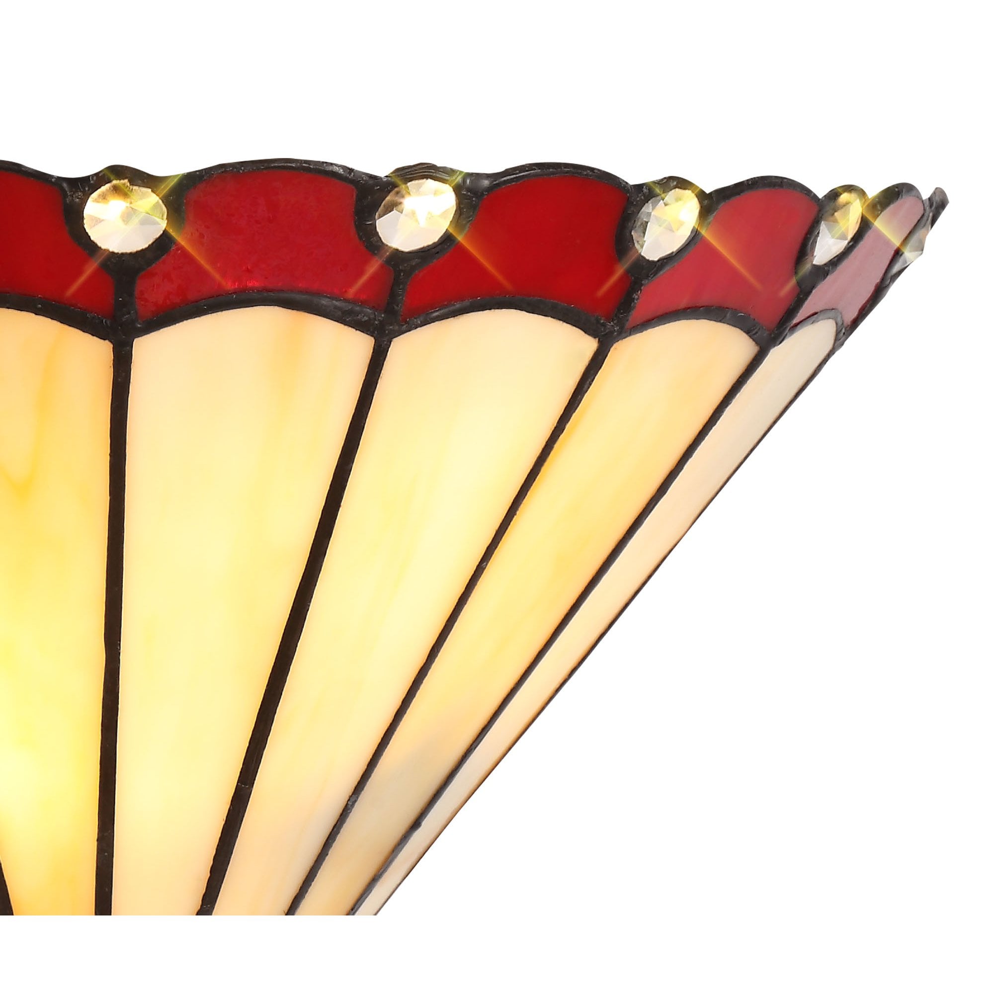 Shadow Tiffany 2 Light Wall Light With Cream And Red Umbrella Glass