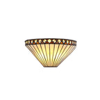Cognac Tiffany 2 Light Wall Light With Cream And Amber Glass With Crystals