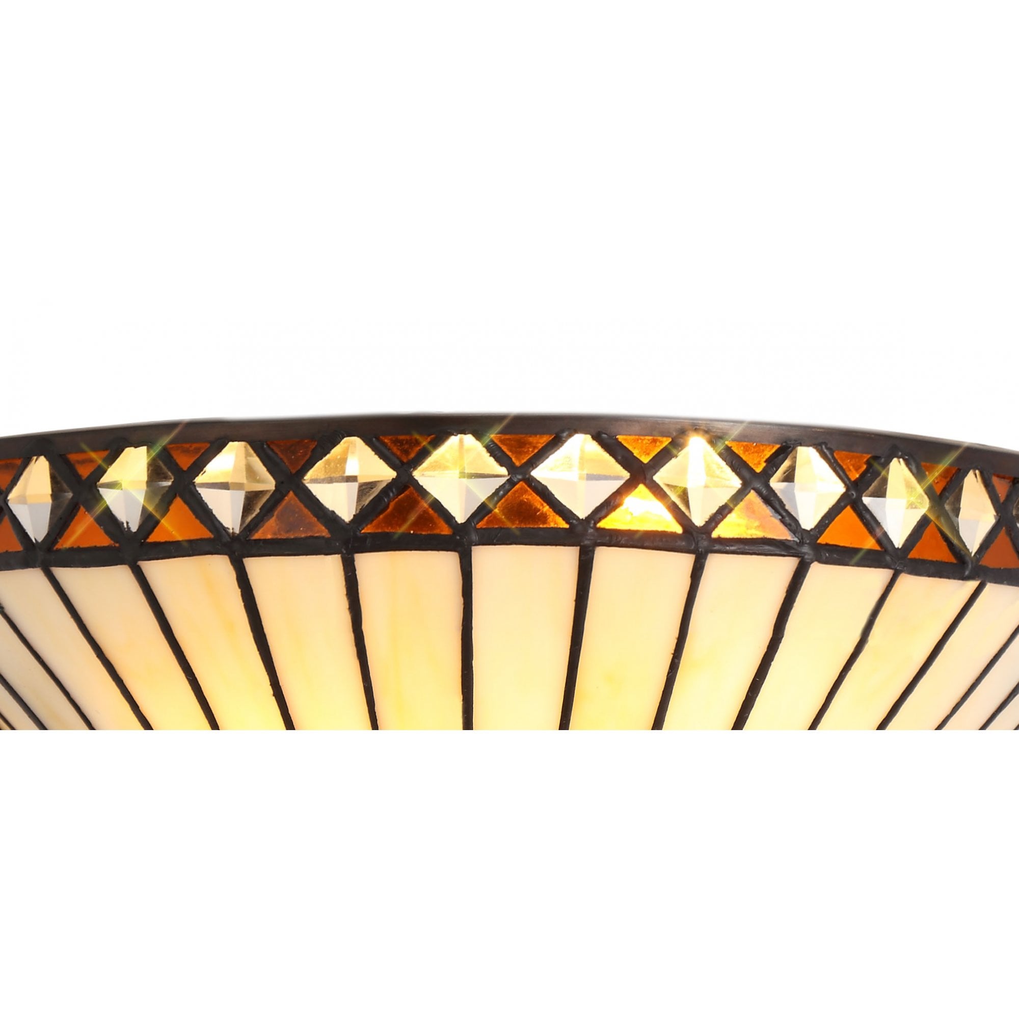 Cognac Tiffany 2 Light Wall Light With Cream And Amber Glass With Crystals