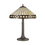 Cognac Tiffany Tree Table Lamp With Cream And Amber Glass 41 cm