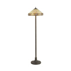 Cognac Tiffany Stepped Floor Lamp With Cream And Amber Glass 41 cm