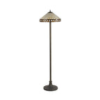 Cognac Tiffany Stepped Floor Lamp With Cream And Amber Glass 41 cm