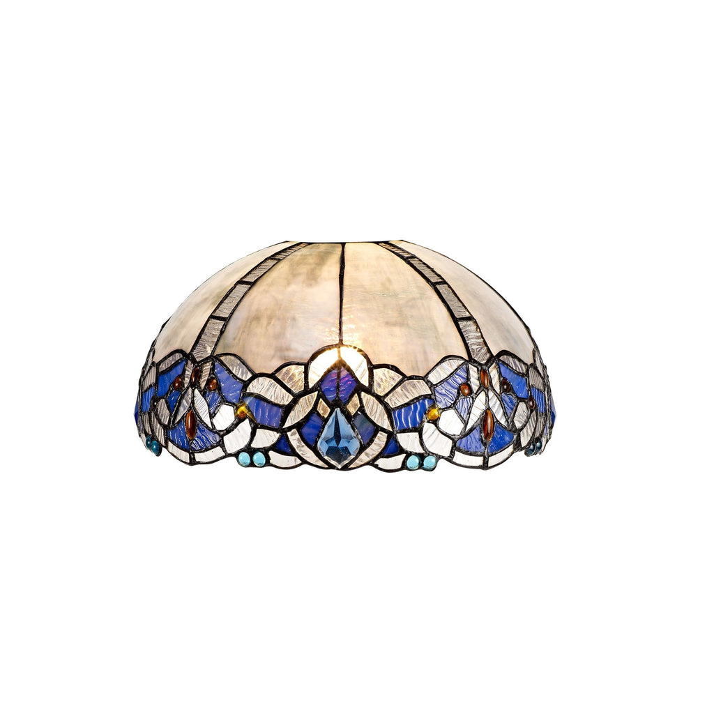 Meccha Tiffany Non Electric Uplighter Kit With Cream And Blue Glass 31.5 cm