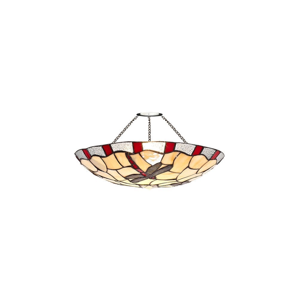 Cancion Tiffany Non Electric Uplighter Kit With Red And Cream Glass Shade 35 cm