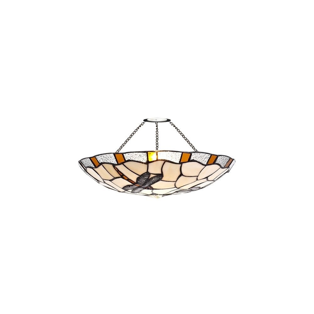 Cancion Tiffany Non Electric Uplighter Kit With Amber And Cream Glass Shade 35 cm