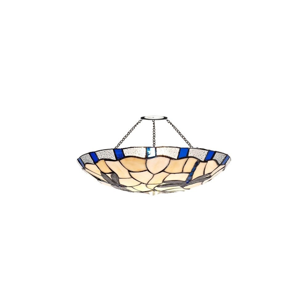 Cancion Tiffany Non Electric Uplighter Kit With Blue And Cream Glass Shade 35 cm