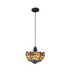 Bokmaal Dragonfly Ceiling Non Electric Uplighter Kit With Orange And Blue Tiffany Glass 30 cm