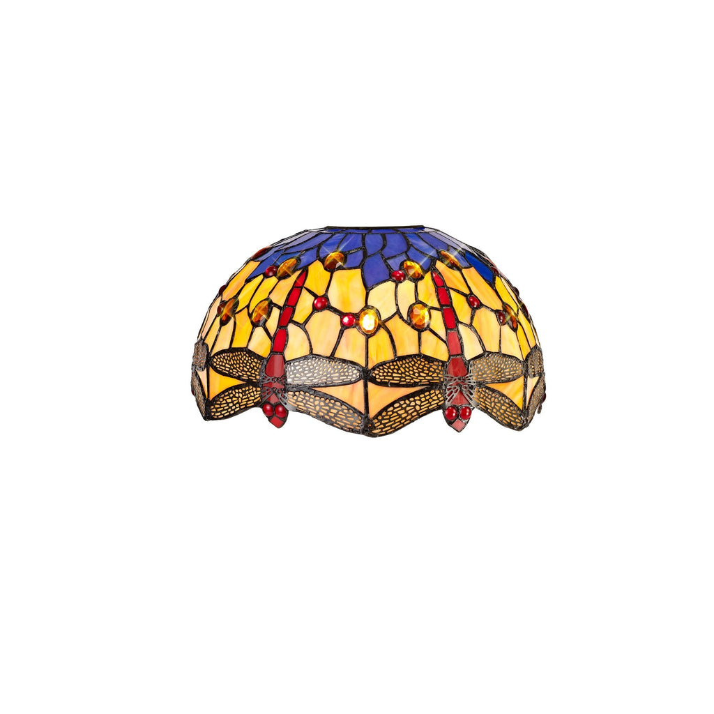 Bokmaal Dragonfly Ceiling Non Electric Uplighter Kit With Orange And Blue Tiffany Glass 30 cm
