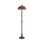 Bokmaal Dragonfly Leaf Floor Lamp With Purple And Pink Tiffany Glass 40 cm