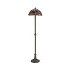 Bokmaal Dragonfly Leaf Floor Lamp With Purple And Pink Tiffany Glass 40 cm
