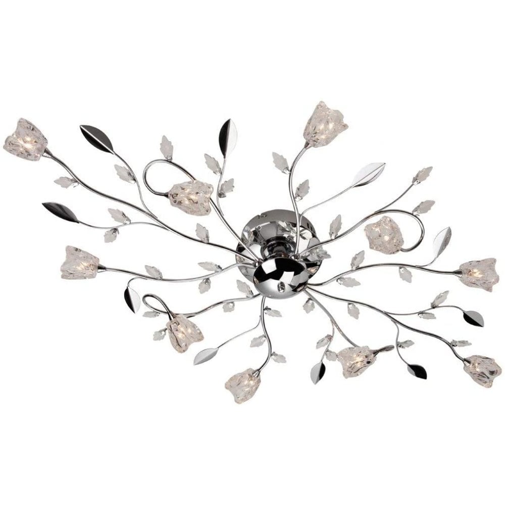 8362 Cindy 10 Light Flush Ceiling Light with Glass Shades