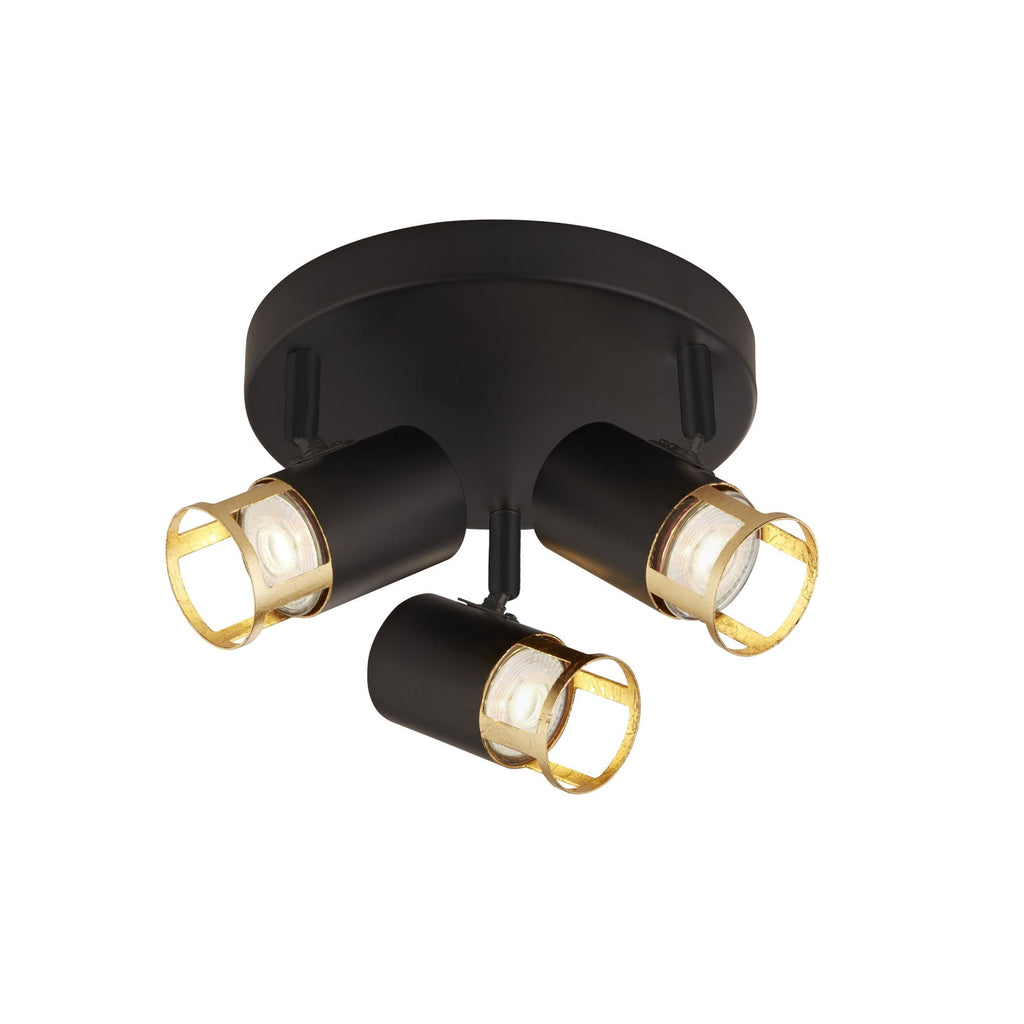 Laser 3 Light Plate Spotlight In Black And Golf Leaf Finish 3483-3BG