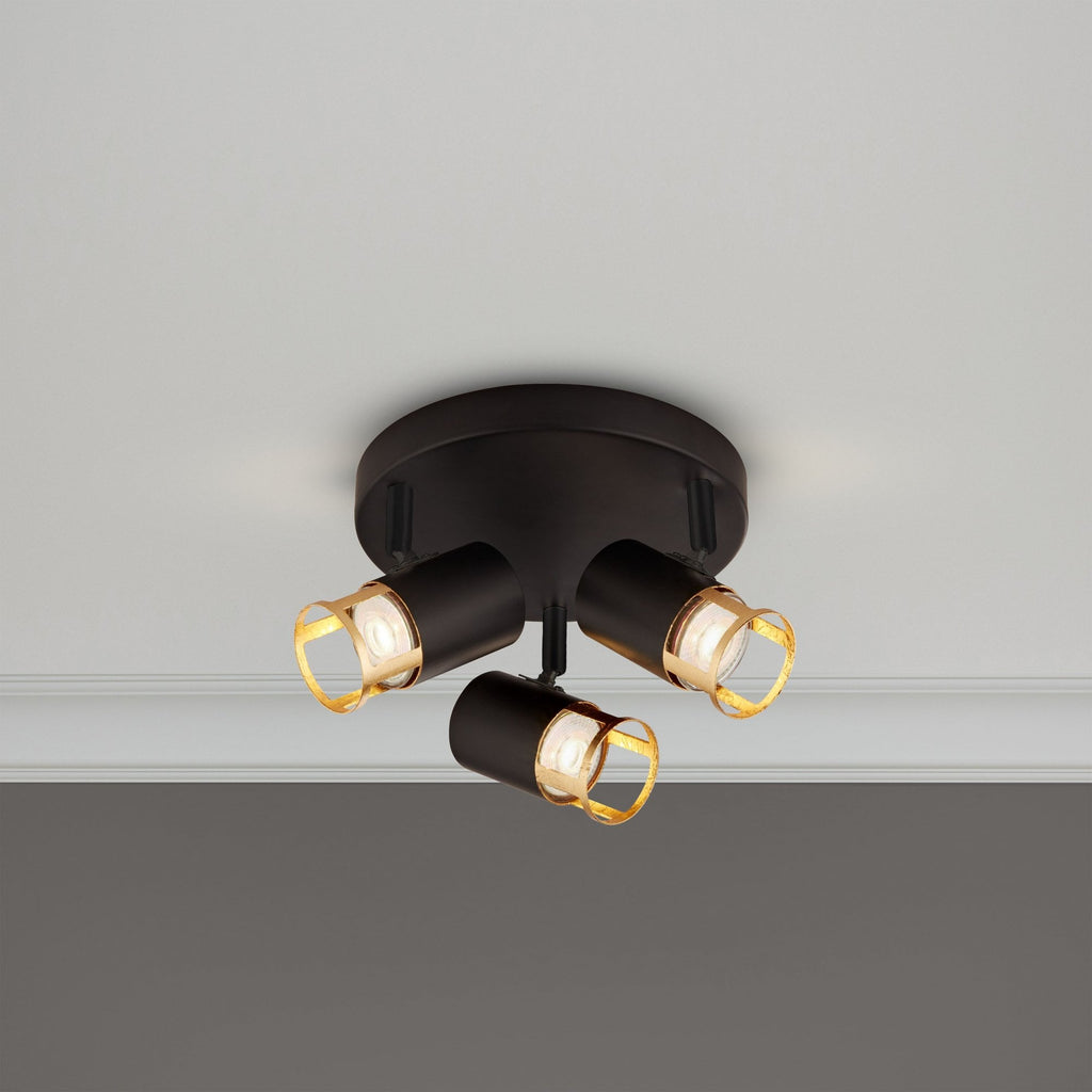 Laser 3 Light Plate Spotlight In Black And Golf Leaf Finish 3483-3BG
