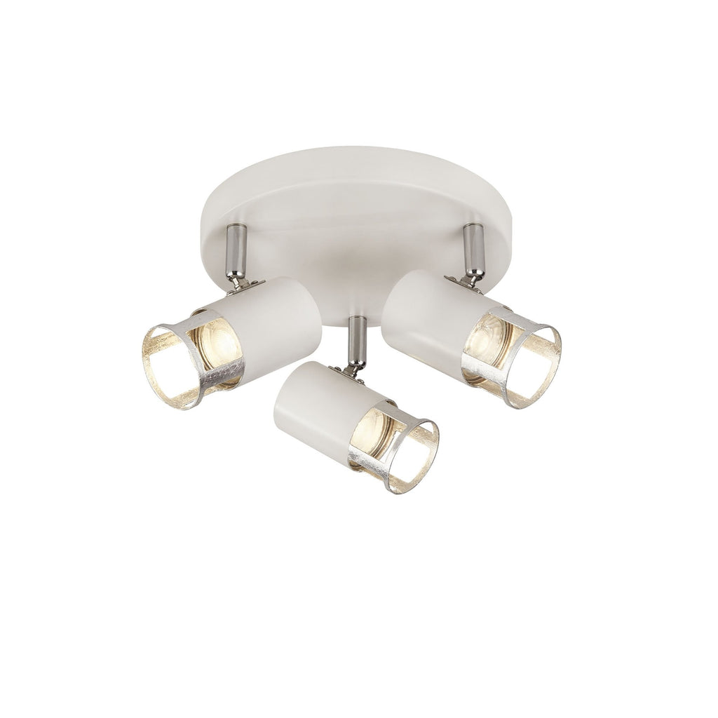 Laser 3 Light Plate Spotlight In White And Silver Leaf Finish 3483-3WSI