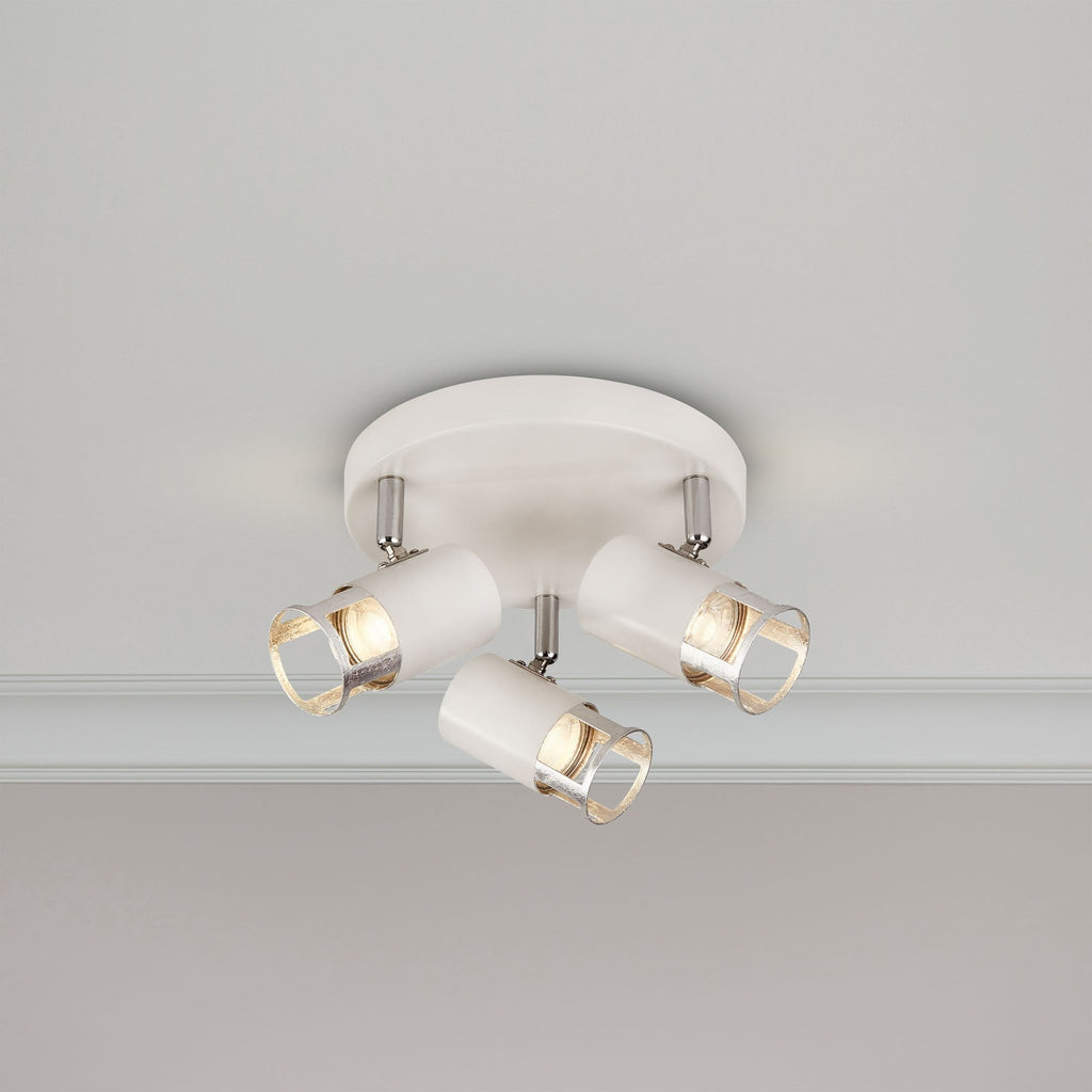 Laser 3 Light Plate Spotlight In White And Silver Leaf Finish 3483-3WSI